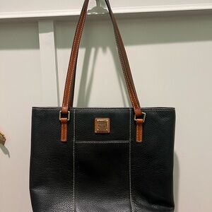 Dooney & Bourke Black Tote with Brown Straps
